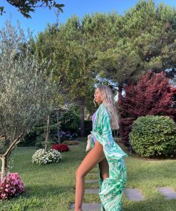 Allora Özel Tasarım İpek Saten Kuşaklı Kimono